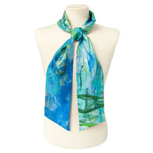 Load image into Gallery viewer, Monet Water Lilies Skinny Silk Scarf