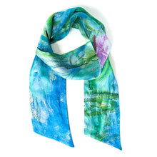 Load image into Gallery viewer, Monet Water Lilies Skinny Silk Scarf