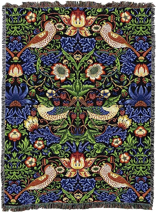 Strawberry Thief William Morris Arts Crafts Throw Blanket