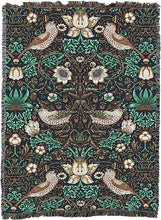 Load image into Gallery viewer, Strawberry Thief Slate William Morris Large Arts & Crafts Throw Blanket