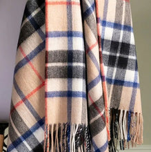 Load image into Gallery viewer, Thomson Camel Tartan Lambswool Blanket