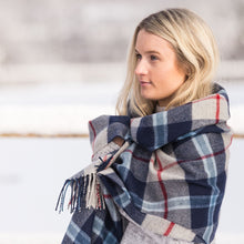 Load image into Gallery viewer, Douglas Navy Tartan Lambswool Blanket