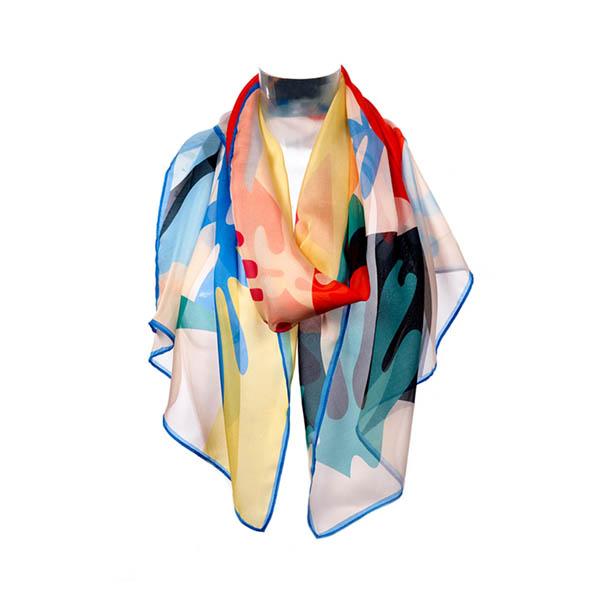 Abstract Silky Scarf WZYWHJ red black white abstract Prints Silk Scarf for Women  main image 4