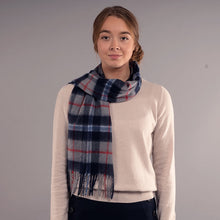 Load image into Gallery viewer, Douglas Navy Tartan Luxury Cashmere Scarf