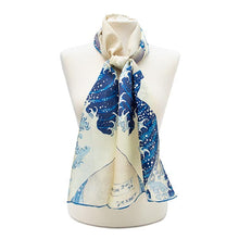 Load image into Gallery viewer, Hokusai Wave Habotai Silk Scarf
