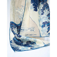 Load image into Gallery viewer, Hokusai Wave Habotai Silk Scarf