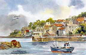 Brixham harbour Devon,original watercolour on sale painting