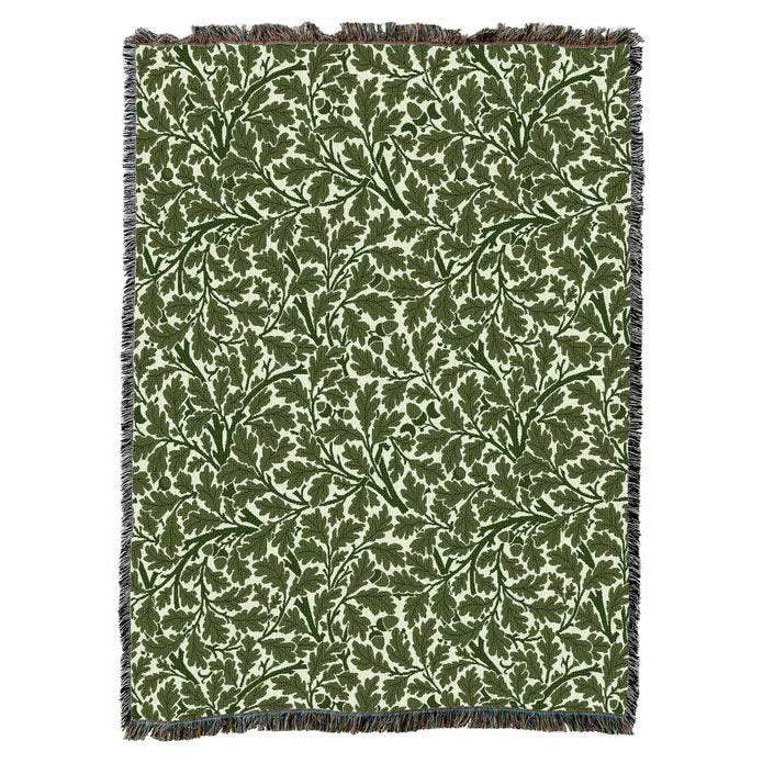 Oak Tree Green William Morris Arts and Crafts Throw Blanket