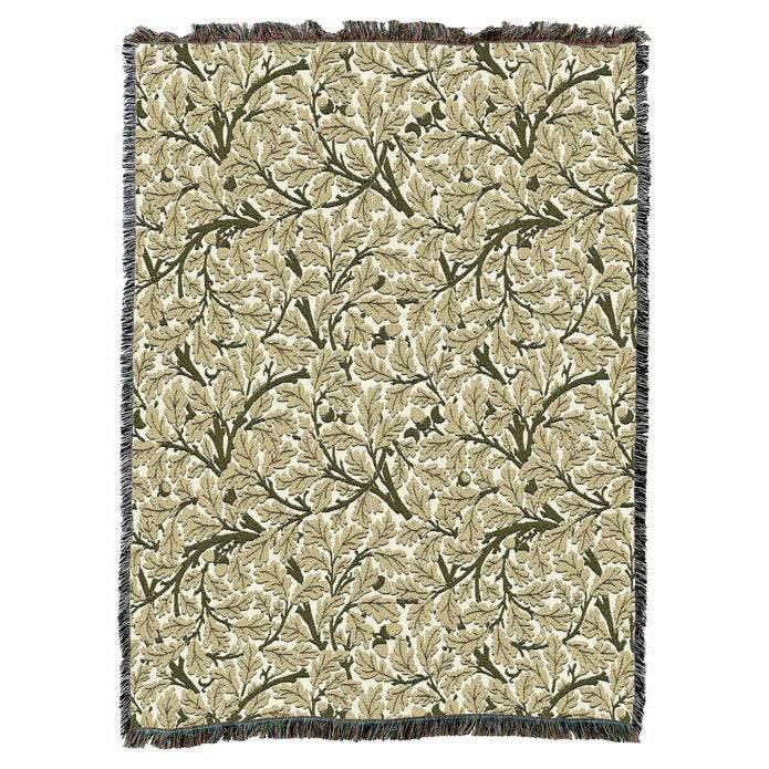 William Morris Tapestry Woven Throw Blanket Green and Yellow 