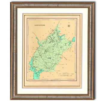 Longford Irish County Map Framed