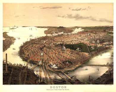 Boston, Massachusetts 1877 Birdseye Map