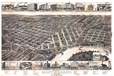 Montgomery, Alabama 1887 Birdseye Map