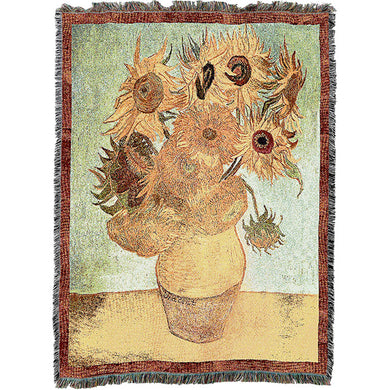 Van Gogh's Twelve Sunflowers Throw Blanket