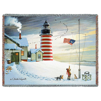 West Quoddy Lighthouse Throw Blanket