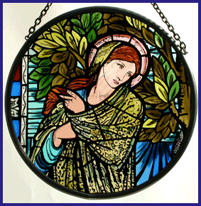 Winchester Cathedral, The Annunciation Window, William Morris/Burne-Jones Roundel