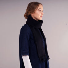 Load image into Gallery viewer, Black Plain Coloured Brushed Lambswool Scarf
