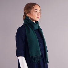 Load image into Gallery viewer, Bottle Green Plain Coloured Brushed Lambswool Scarf