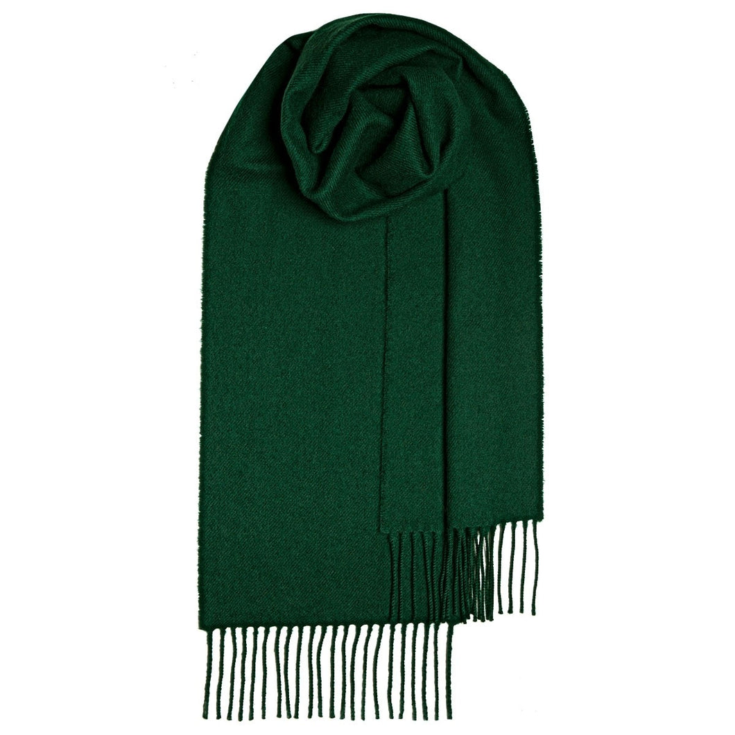 Bottle Green Plain Coloured Brushed Lambswool Scarf