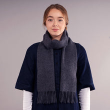 Load image into Gallery viewer, Charcoal Plain Coloured Brushed Lambswool Scarf