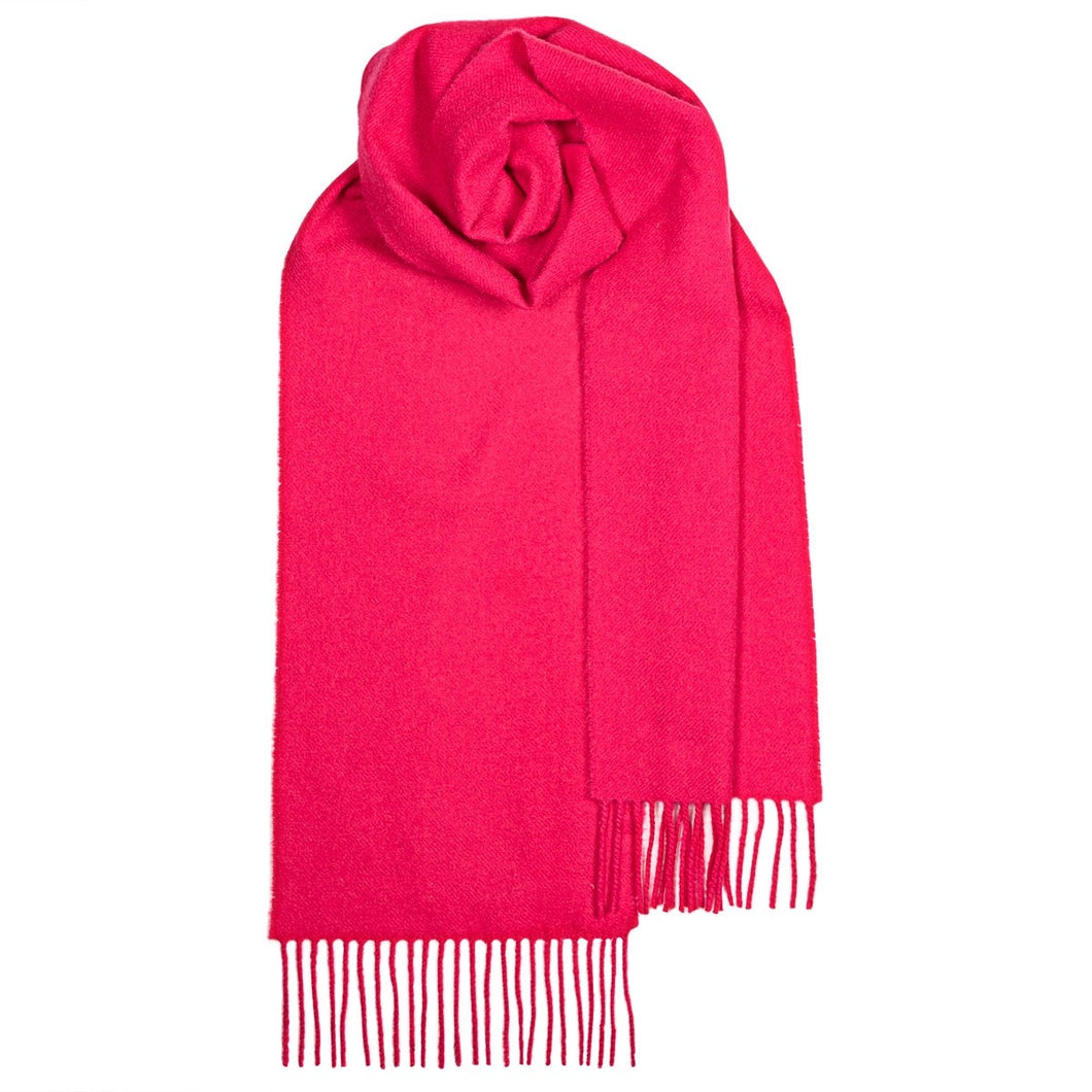 Bright Pink Plain Coloured Brushed Lambswool Scarf