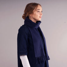 Load image into Gallery viewer, Navy Plain Coloured Brushed Lambswool Scarf