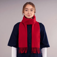 Load image into Gallery viewer, Red Plain Coloured Brushed Lambswool Scarf