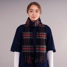Load image into Gallery viewer, Stewart Black Modern Tartan Brushed Lambswool Scarf