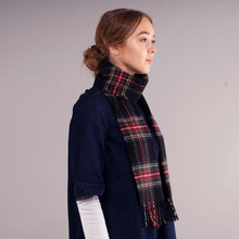 Load image into Gallery viewer, Stewart Black Modern Tartan Brushed Lambswool Scarf