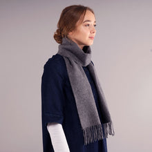 Load image into Gallery viewer, Steel Plain Coloured Brushed Lambswool Scarf