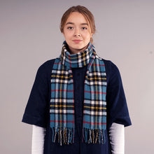 Load image into Gallery viewer, Thomson Blue Tartan Brushed Lambswool Scarf