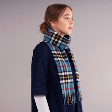 Load image into Gallery viewer, Thomson Blue Tartan Brushed Lambswool Scarf