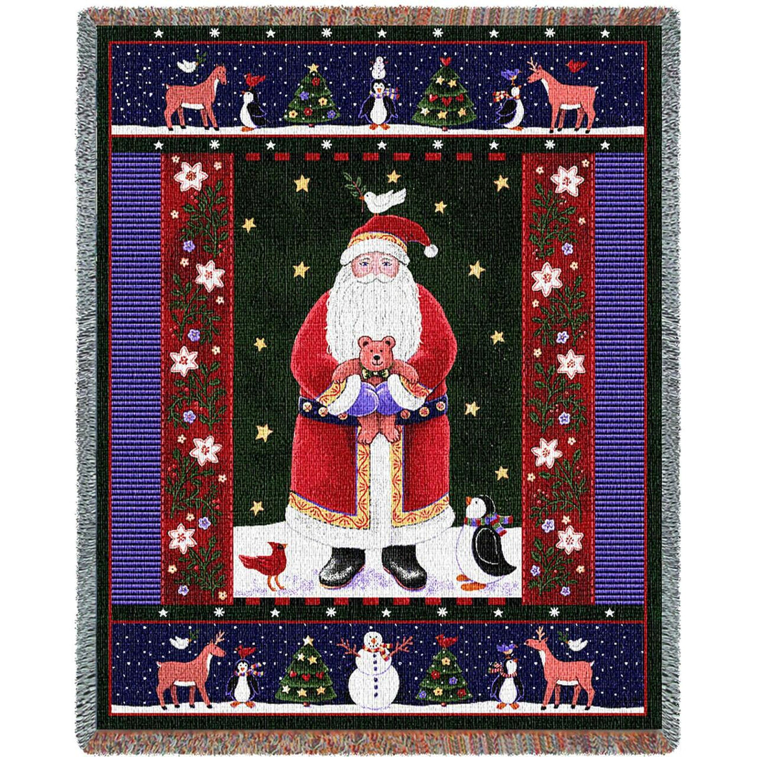 Midnight Santa Cotton Throw Blanket