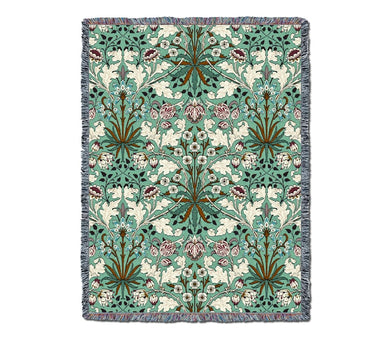 Hyacinth Mint William Morris Arts and Crafts Throw Blanket
