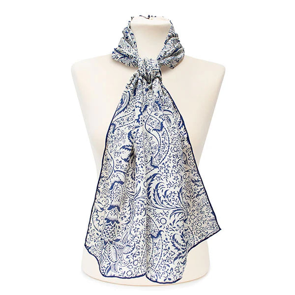 Morris Navy Seaweed Silk Scarf