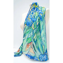 Load image into Gallery viewer, Van Gogh Irises Habotai Silk Scarf
