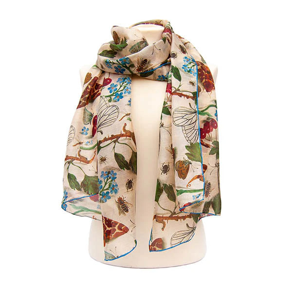 Van Kessel Forget Me Nots Habotai Silk Scarf