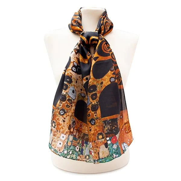 Klimt Blue Thee of Life Habotai Silk Scarf