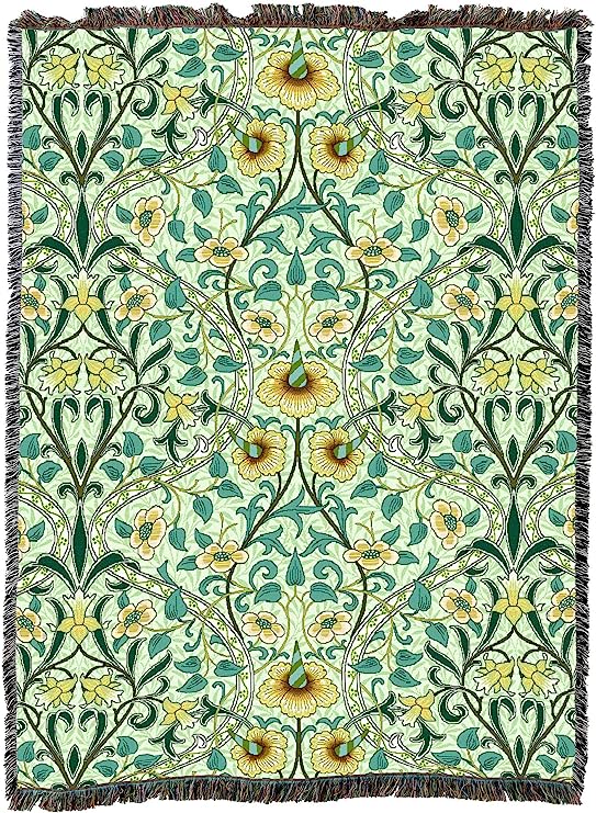 Daffodil Meadow William Morris Arts & Crafts Throw Blanket