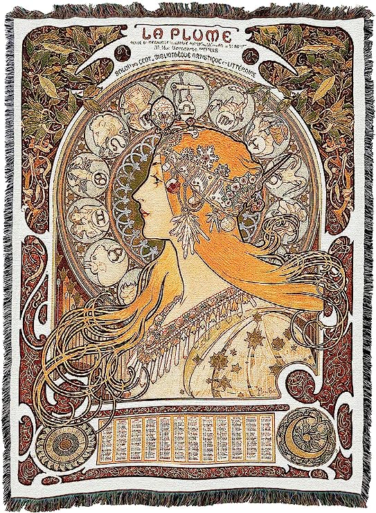 Mucha Zodiaque Art Nouveau Throw Blanket