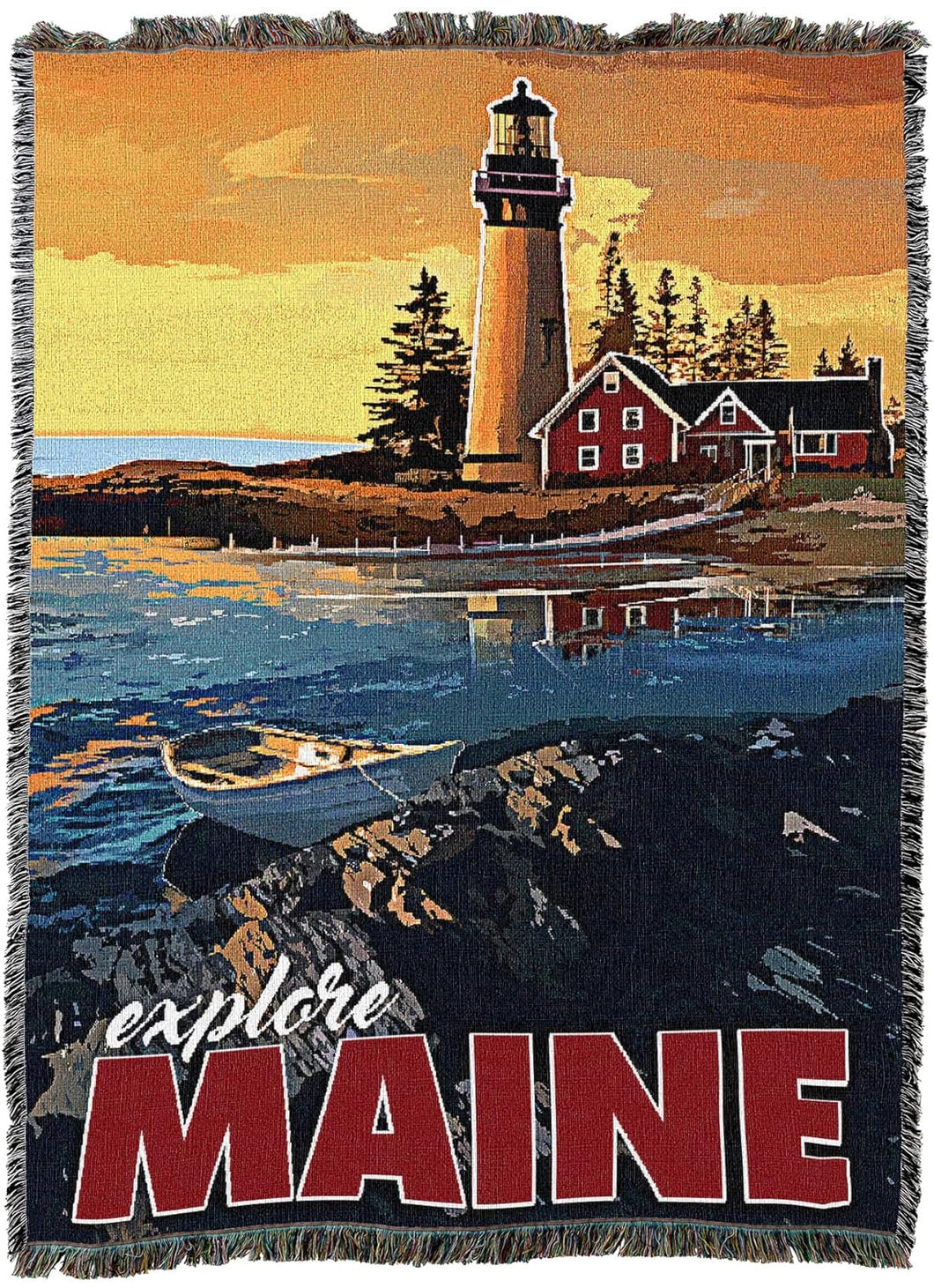 Maine Travel Poster Blanket