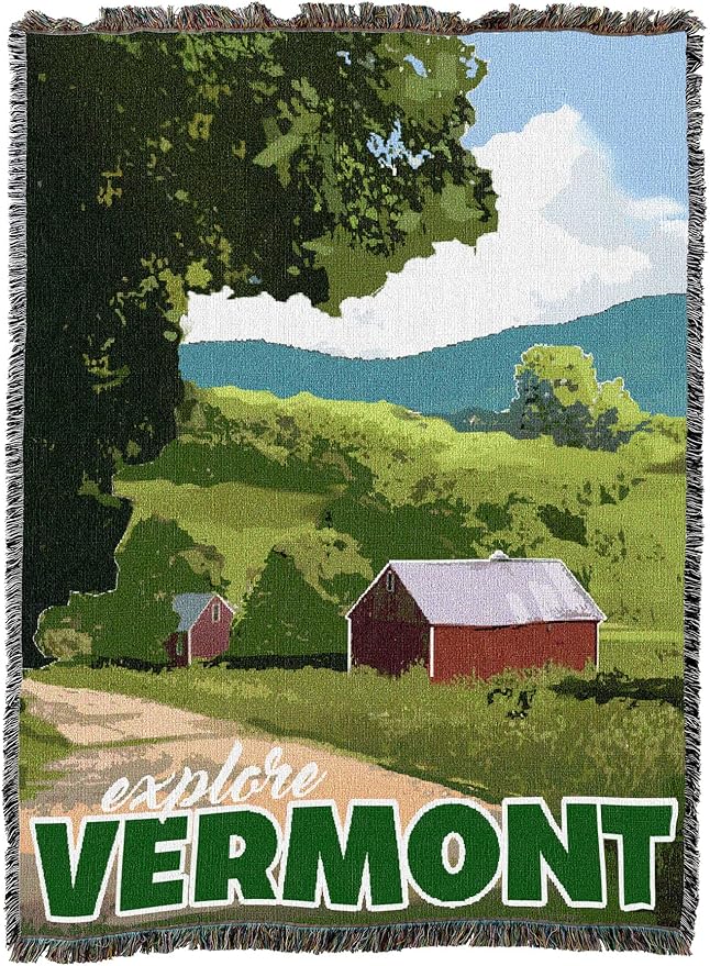 Vermont Travel Poster Blanket