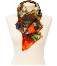 Load image into Gallery viewer, Van Huysum Flower Bouquet Silk Habotai Scarf
