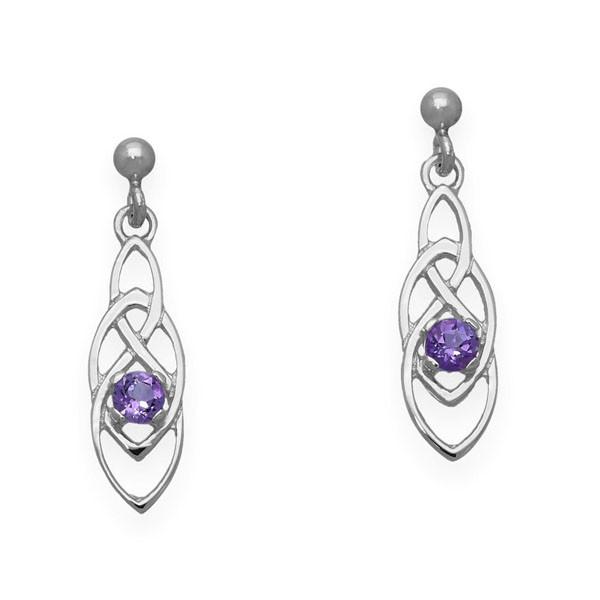 Celtic Silver Earrings CE391 Amethyst