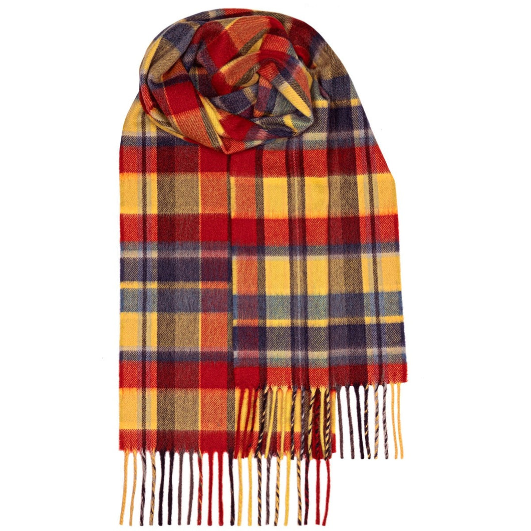 Gold Meadow Check Luxury Cashmere Scarf
