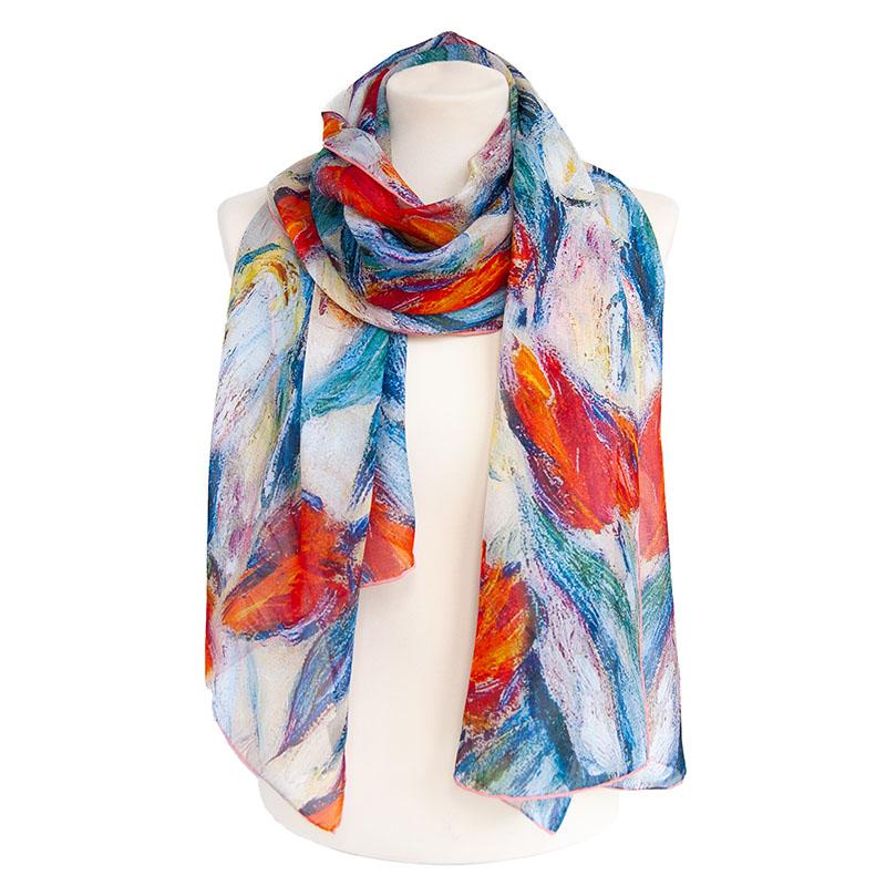 Monet Tulips Chiffon Scarf