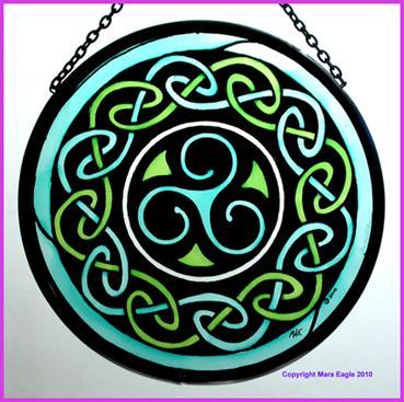 Breton Triskele, Turquoise and Green Roundel