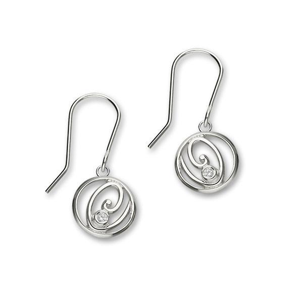 Flourish Sterling Silver & Cubic Zirconia Drop Earrings, CE396