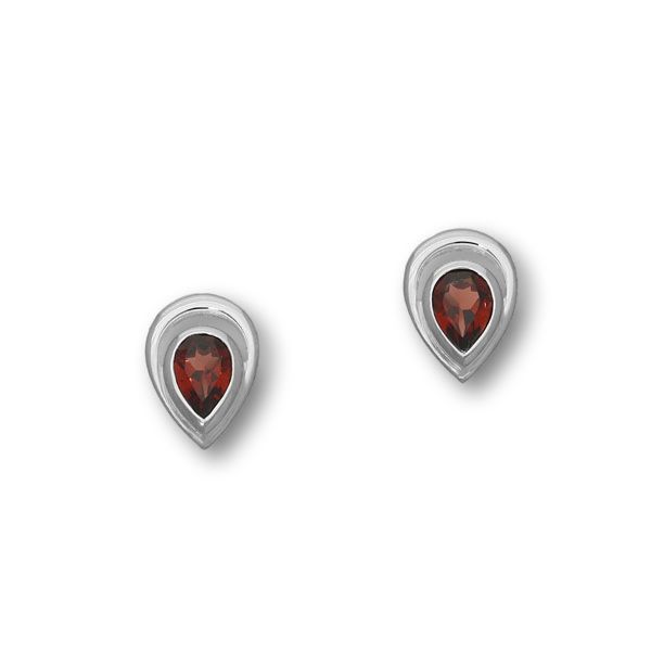 Flourish Silver Earrings CE402 Garnet
