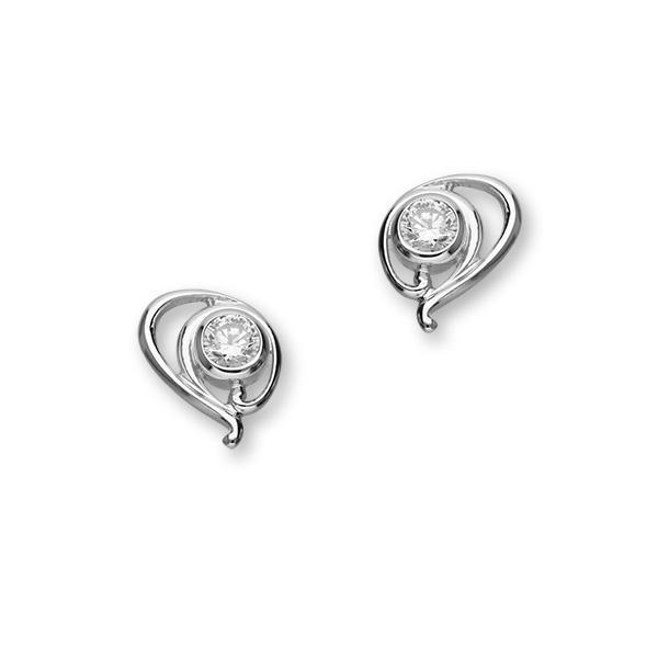 Retreat Sterling Silver & Cubic Zirconia Stud Earrings, CE418