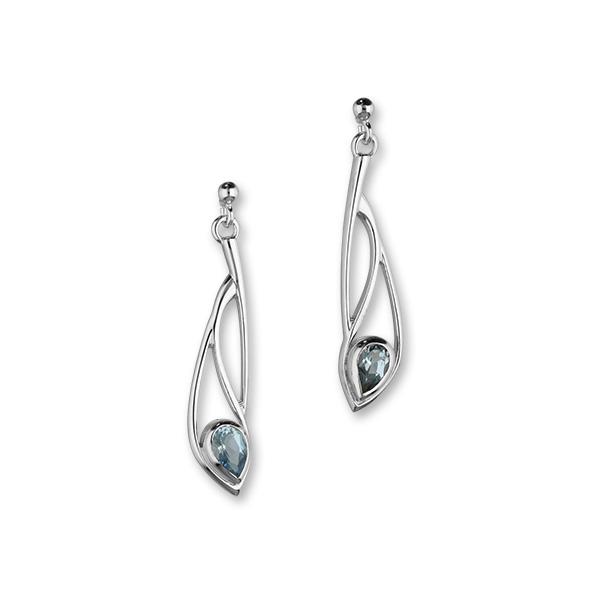 Retreat Sterling Silver & Aquamarine Long Teardrop Drop Earrings, CE419